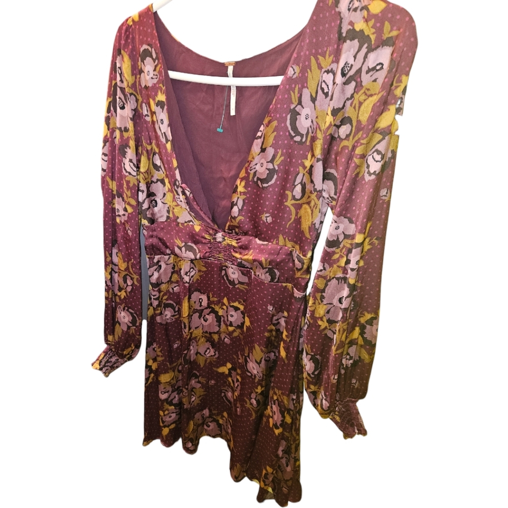 ❤️HOST PICK❤️NWOT Free People Morning Light Dress in Burgundy  / Wine - Picture 9 of 9